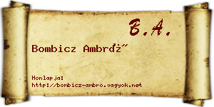 Bombicz Ambró névjegykártya